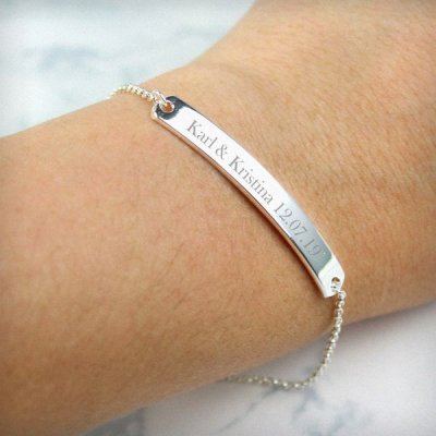 (image for) Personalised Silver Tone Bar Bracelet