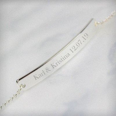 (image for) Personalised Silver Tone Bar Bracelet