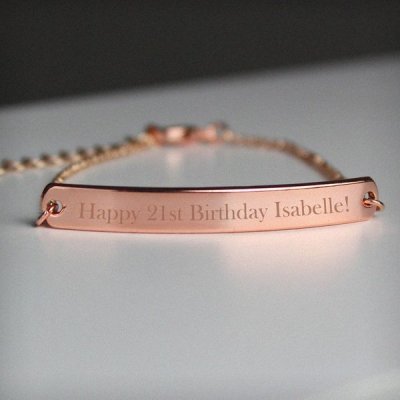 (image for) Personalised Rose Gold Tone Bar Bracelet