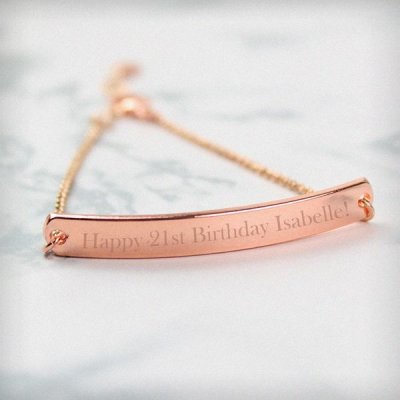 (image for) Personalised Rose Gold Tone Bar Bracelet