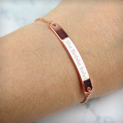 (image for) Personalised Rose Gold Tone Bar Bracelet