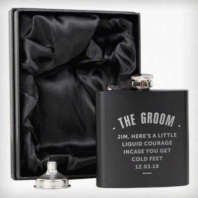 (image for) Personalised Any Message Black Hip Flask