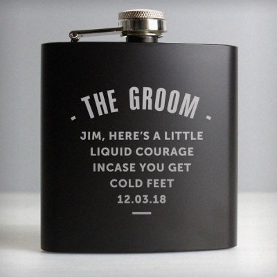 (image for) Personalised Any Message Black Hip Flask