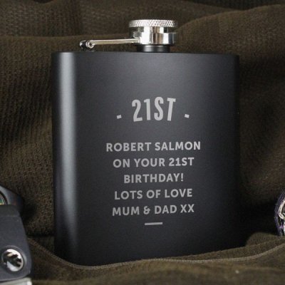 (image for) Personalised Any Message Black Hip Flask