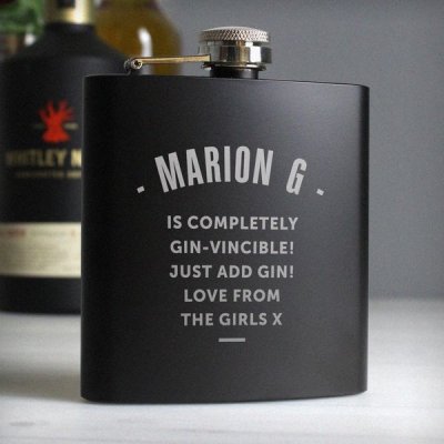 (image for) Personalised Any Message Black Hip Flask