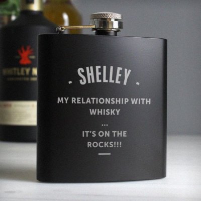 (image for) Personalised Any Message Black Hip Flask