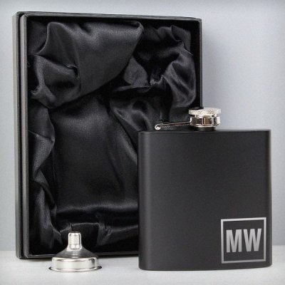 (image for) Personalised Initials Black Hip Flask