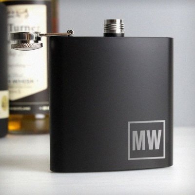 (image for) Personalised Initials Black Hip Flask