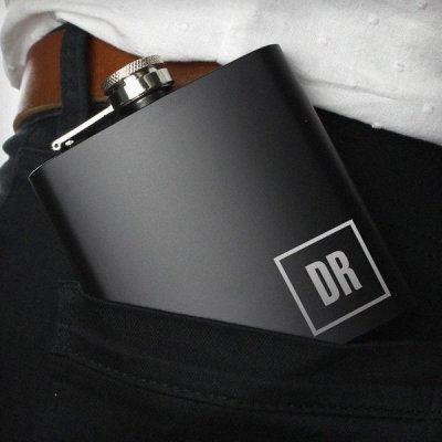 (image for) Personalised Initials Black Hip Flask