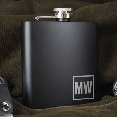 (image for) Personalised Initials Black Hip Flask