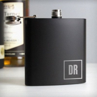 (image for) Personalised Initials Black Hip Flask