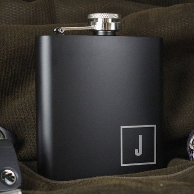 (image for) Personalised Initials Black Hip Flask