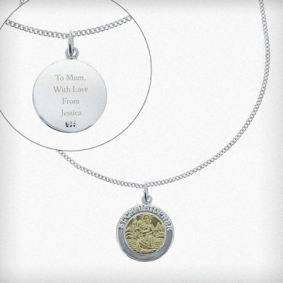 (image for) Personalised Sterling Silver & 9ct Gold St. Christopher Necklace