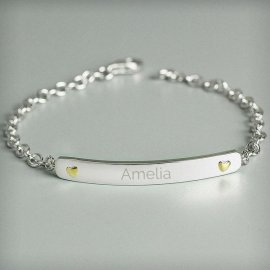 (image for) Personalised Sterling Silver and 9ct Gold Bar Bracelet