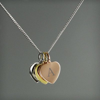 (image for) Personalised Gold, Rose Gold and Silver 3 Hearts Necklace