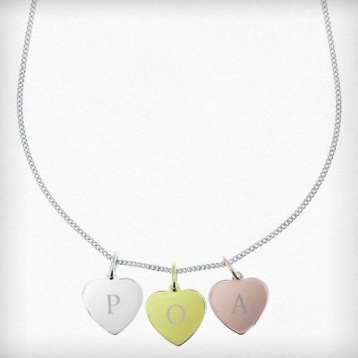 (image for) Personalised Gold, Rose Gold and Silver 3 Hearts Necklace