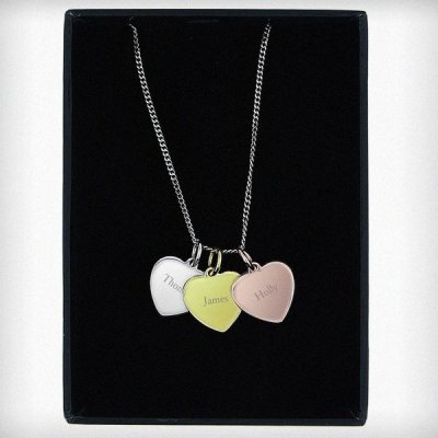 (image for) Personalised Gold, Rose Gold and Silver 3 Hearts Necklace