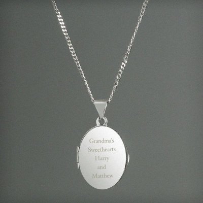 (image for) Personalised Sterling Silver Oval Locket Necklace