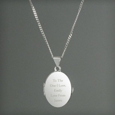 (image for) Personalised Sterling Silver Oval Locket Necklace