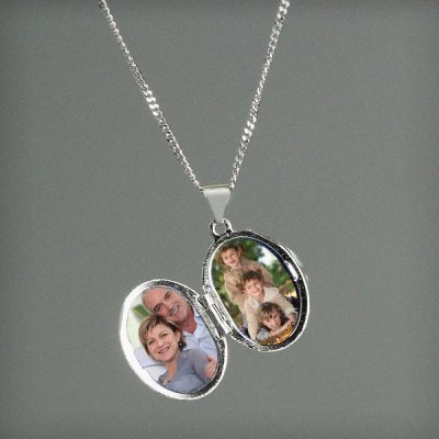 (image for) Personalised Sterling Silver Oval Locket Necklace