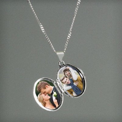 (image for) Personalised Sterling Silver Oval Locket Necklace