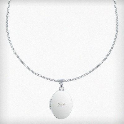 (image for) Personalised Sterling Silver Oval Locket Necklace