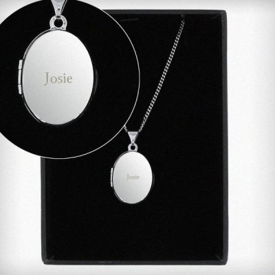 (image for) Personalised Sterling Silver Oval Locket Necklace