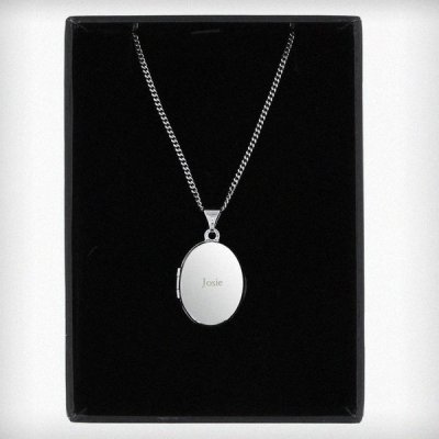 (image for) Personalised Sterling Silver Oval Locket Necklace