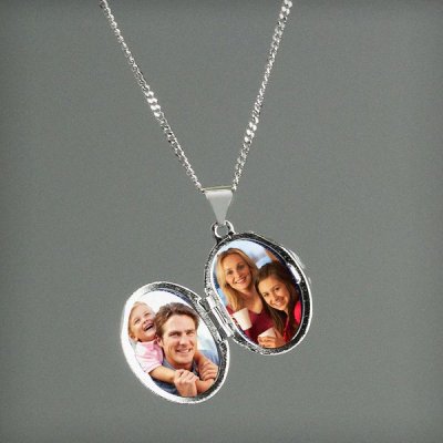 (image for) Personalised Sterling Silver Oval Locket Necklace