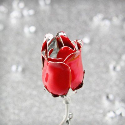 (image for) Personalised Swirls & Hearts Red Rose Bud Ornament