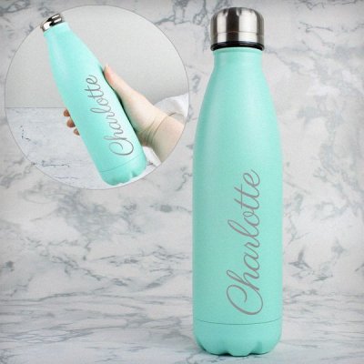 (image for) Personalised Mint Green Metal Insulated Drinks Bottle