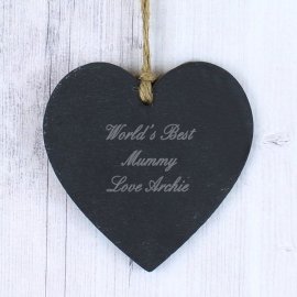 (image for) Personalised Script Engraved Slate Heart Decoration