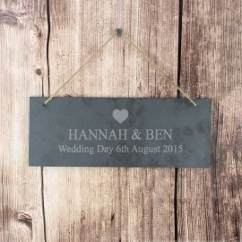 (image for) Personalised Heart Motif Hanging Slate Plaque