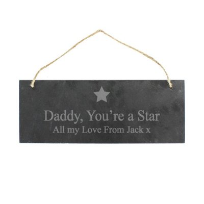 (image for) Personalised Star Motif Hanging Slate Plaque