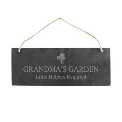 (image for) Personalised Flower Motif Hanging Slate Plaque