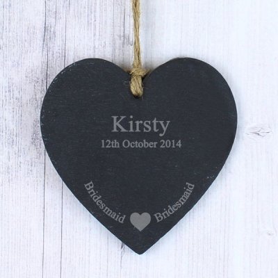 (image for) Personalised Bridesmaid Slate Heart Decoration