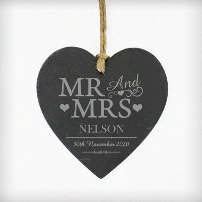 (image for) Personalised Large Mr & Mrs Slate Heart