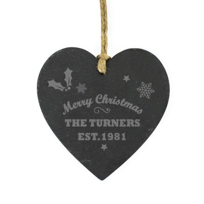 (image for) Personalised Merry Christmas Slate Heart