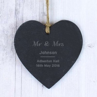 (image for) Personalised Classic Slate Heart Decoration