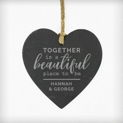 (image for) Personalised Together Large Slate Heart Decoration