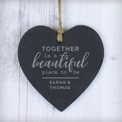 (image for) Personalised Together Large Slate Heart Decoration