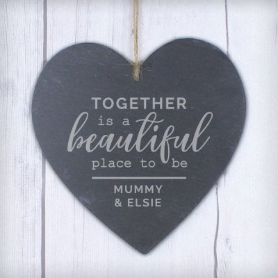 (image for) Personalised Together Large Slate Heart Decoration