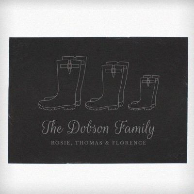 (image for) Personalised Welly Boot Family of Three Slate