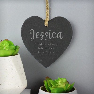 (image for) Personalised Free Text Slate Heart Decoration