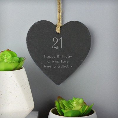 (image for) Personalised Free Text Slate Heart Decoration