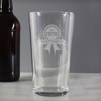 (image for) Personalised Established Rosette Pint Glass