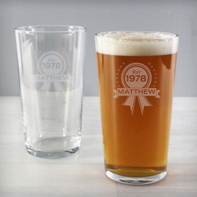 (image for) Personalised Established Rosette Pint Glass