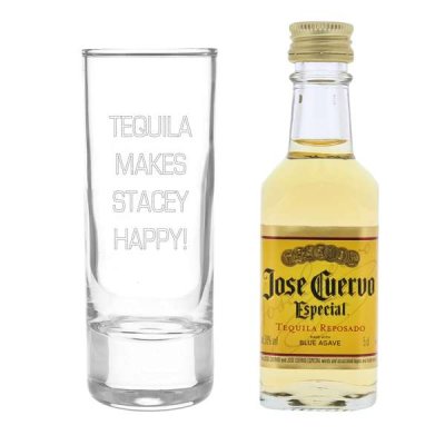 (image for) Personalised Shot Glass and Miniature Tequila - Text Only