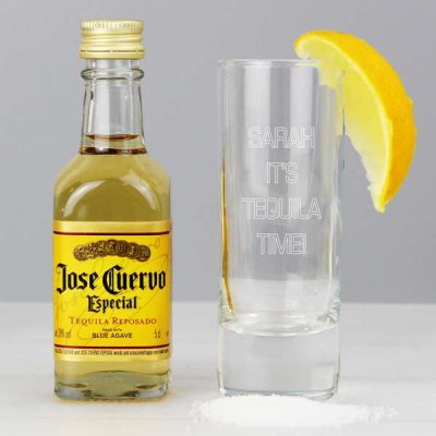 (image for) Personalised Shot Glass and Miniature Tequila - Text Only