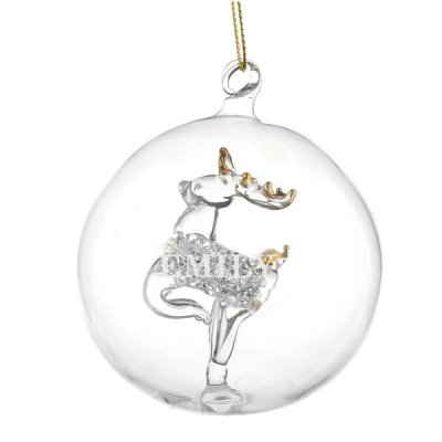 (image for) Personalised Name Only Reindeer Glass Bauble